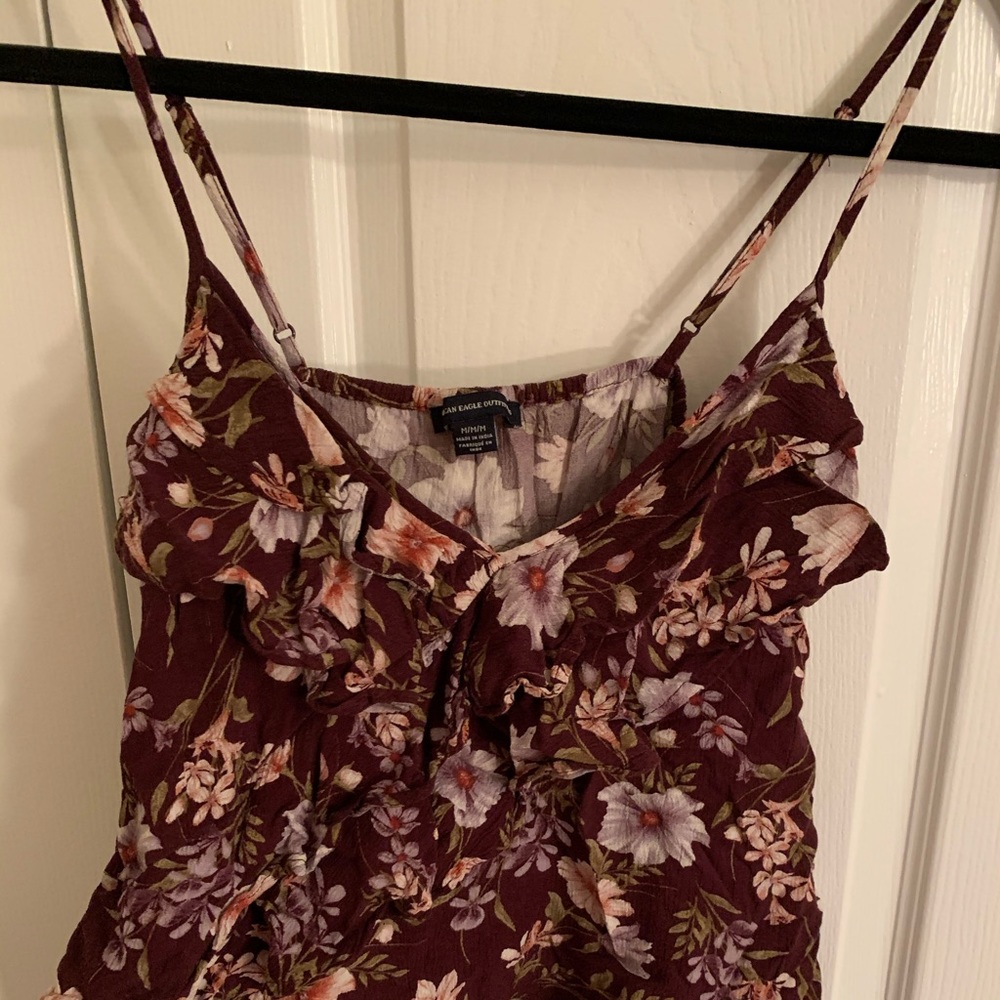 Maroon flowy cropped top